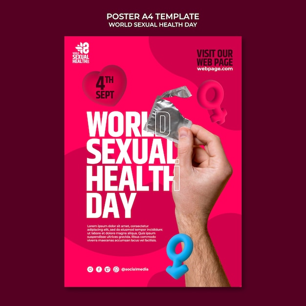 PSD gratuit modèle de journée mondiale de la santé sexuelle design plat