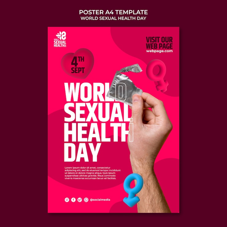 PSD gratuit modèle de journée mondiale de la santé sexuelle design plat