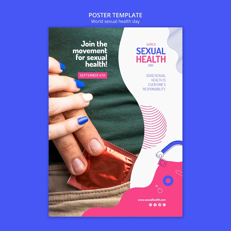 PSD gratuit modèle de journée mondiale de la santé sexuelle design plat