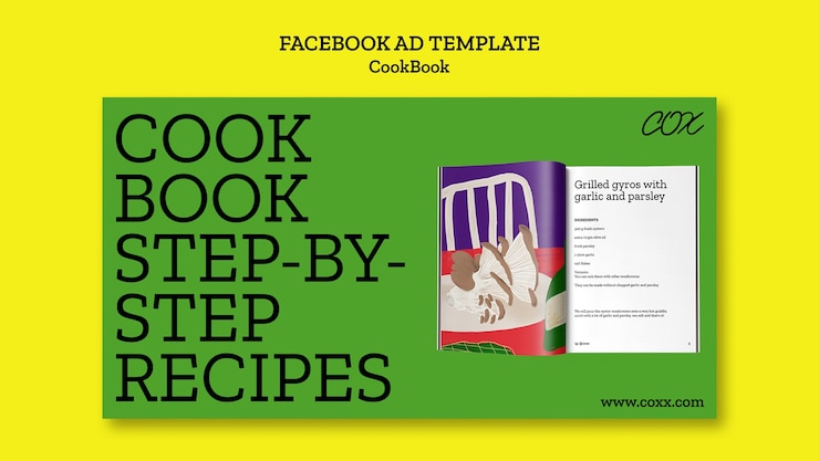 PSD gratuit modèle de livre de recettes pour facebook
