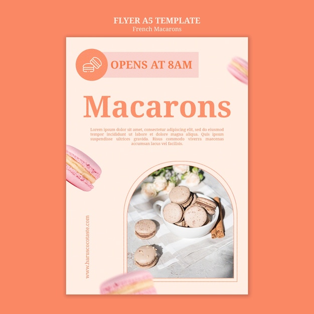 PSD gratuit modèle de macarons français design plat