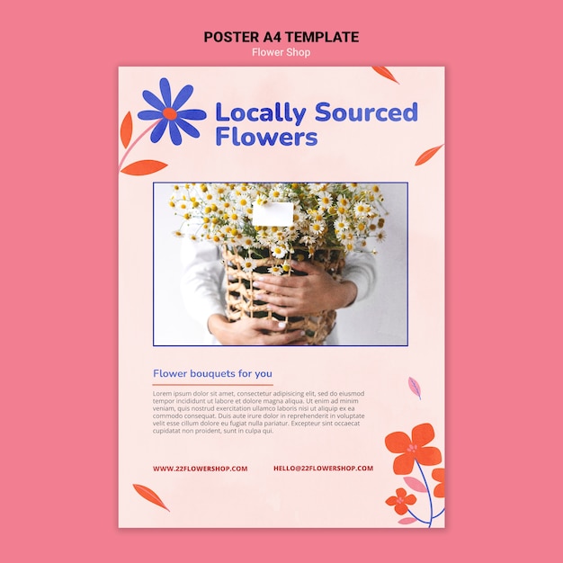 PSD gratuit modèle de magasin de fleurs minimaliste design plat