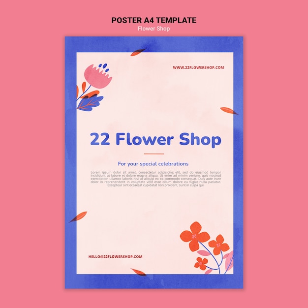 PSD gratuit modèle de magasin de fleurs minimaliste design plat