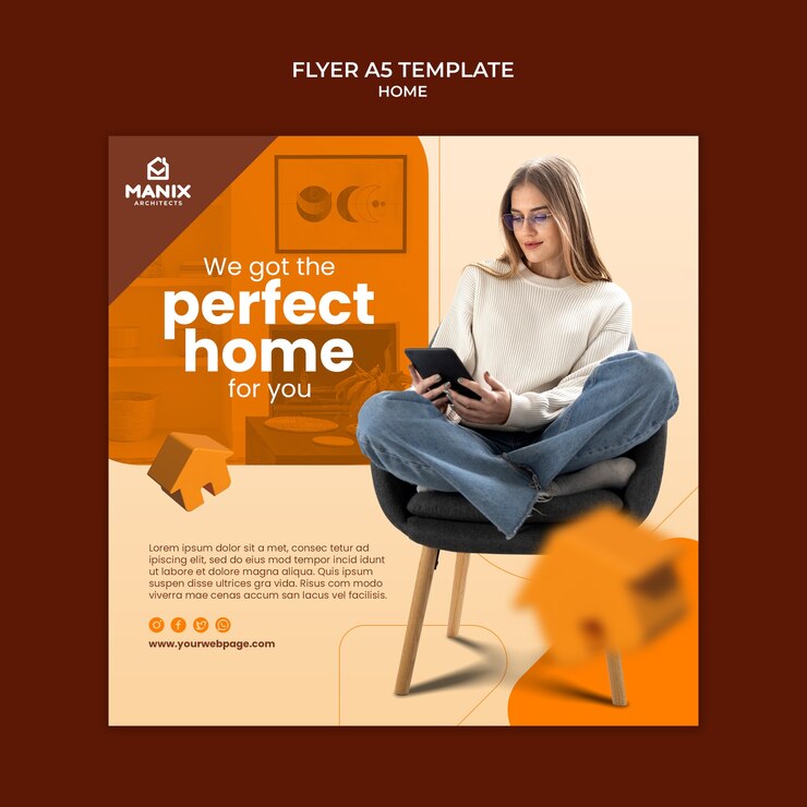 PSD gratuit modèle de maison design plat