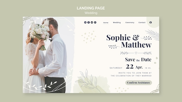 PSD gratuit modèle de mariage design plat