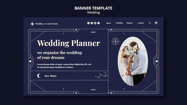 PSD gratuit modèle de mariage design plat