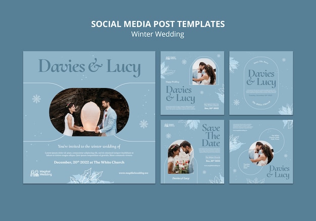 PSD gratuit modèle de mariage design plat