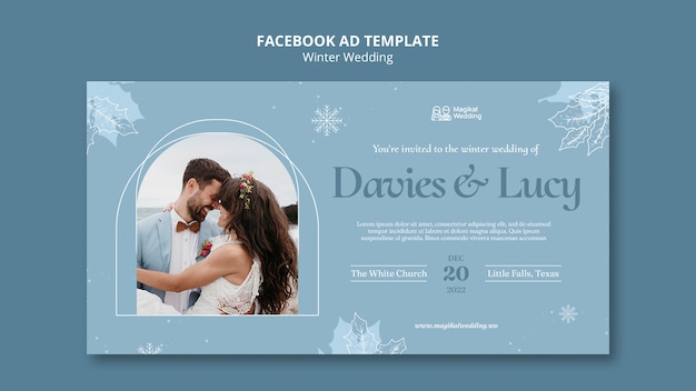 PSD gratuit modèle de mariage design plat