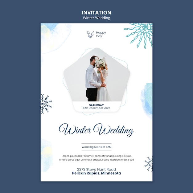 PSD gratuit modèle de mariage design plat