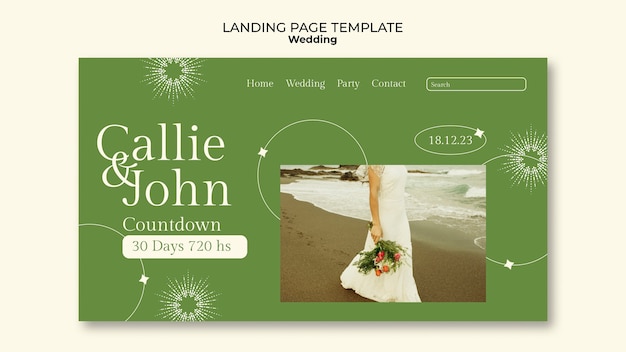 PSD gratuit modèle de mariage design plat