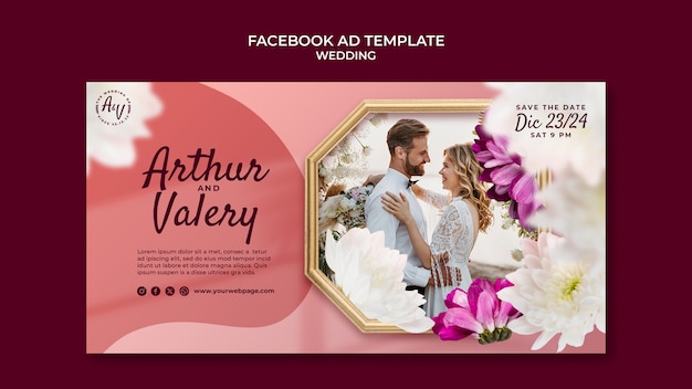 PSD gratuit modèle de mariage design plat