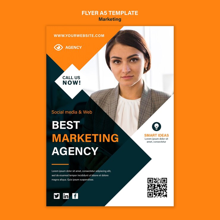 PSD gratuit modèle de marketing d'affiche design plat