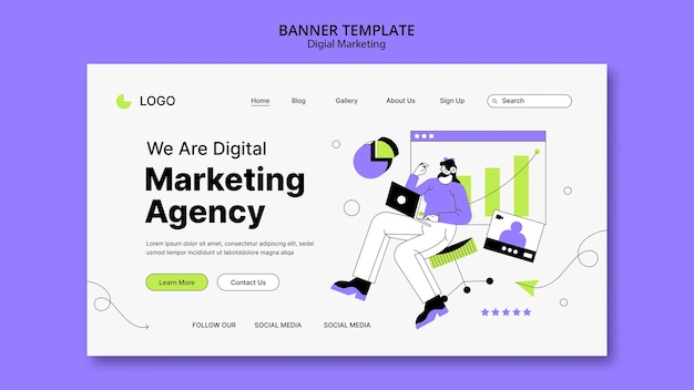 Modèle de marketing numérique design plat