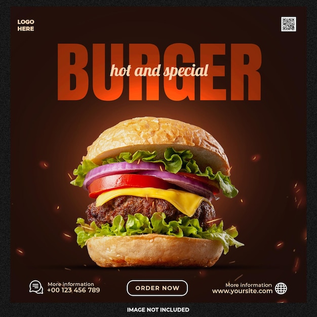 PSD gratuit modèle de médias sociaux hot and spicy burger