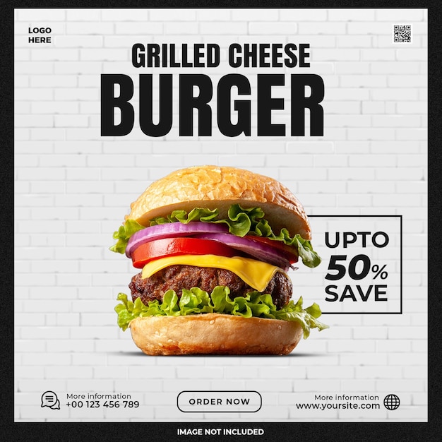PSD gratuit modèle de médias sociaux hot and spicy burger