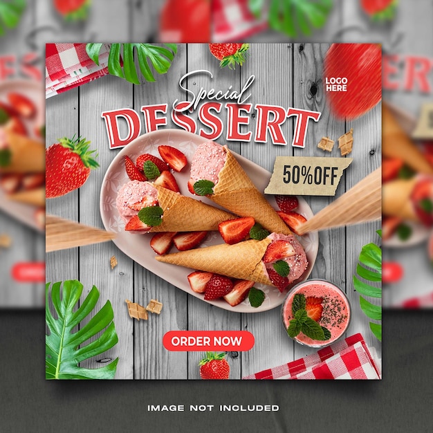 PSD gratuit modèle de médias sociaux de menu de desserts sucrés