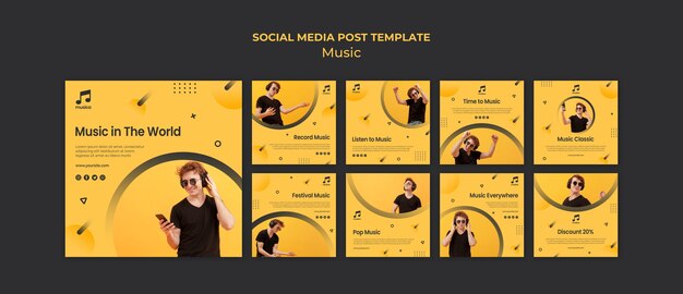 PSD gratuit modèle de médias sociaux de musique