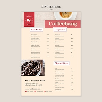 Modèle de menu de café créatif