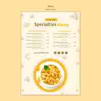 PSD gratuit modèle de menu de cuisine italienne