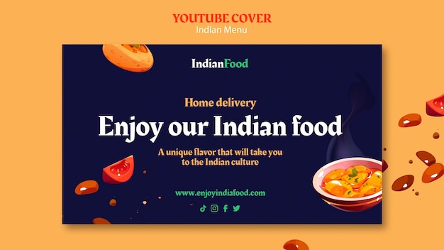 Modèle de menu indien design plat