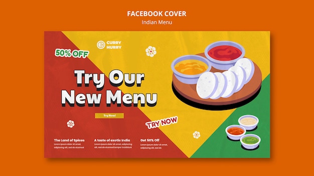 PSD gratuit modèle de menu indien design plat