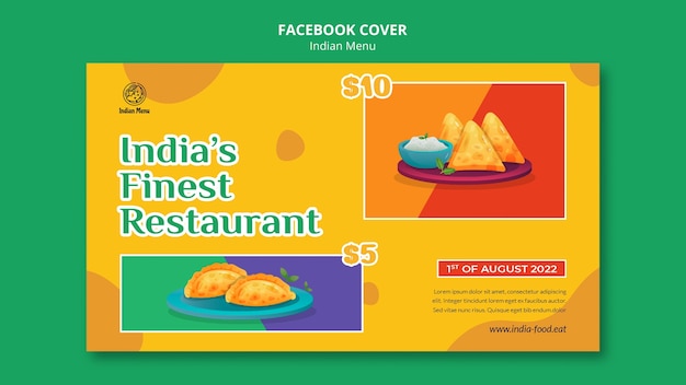 PSD gratuit modèle de menu indien design plat