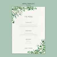 PSD gratuit modèle de menu pour mariage avec feuilles