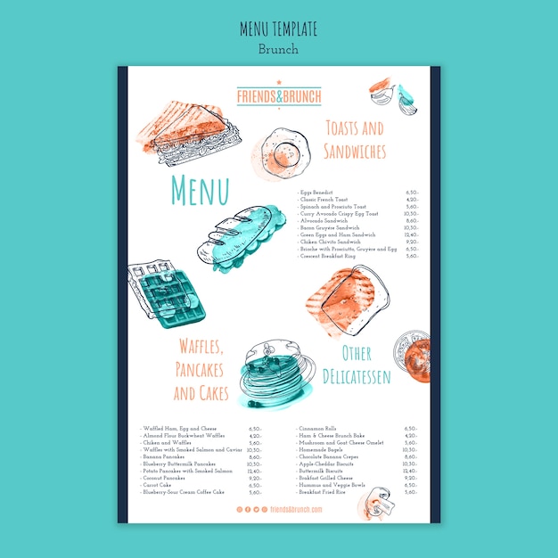 PSD gratuit modèle de menu pour restaurant brunch