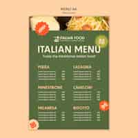 PSD gratuit modèle de menu d'un restaurant italien
