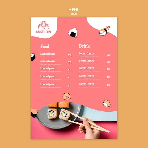 PSD gratuit modèle de menu de restaurant de sushi