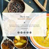 PSD gratuit modèle de message carré de cuisine indienne