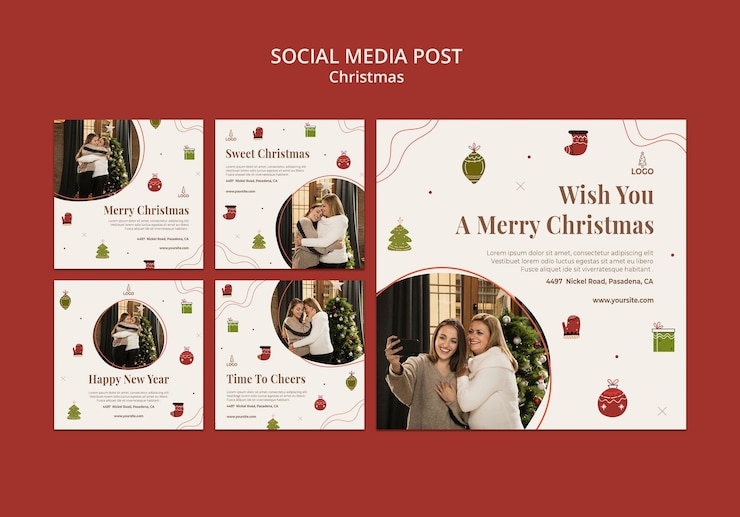 PSD gratuit modèle de message de concept de noël pour les médias sociaux