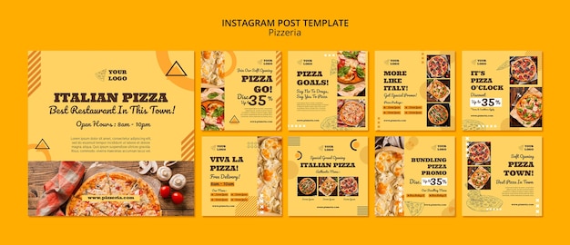 PSD gratuit un modèle de message instagram pour une délicieuse pizzeria