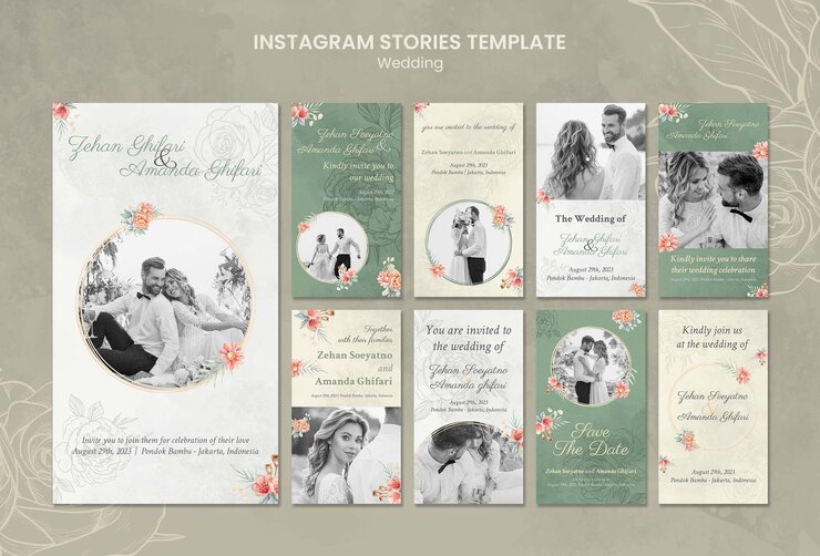 PSD gratuit modèle de modèle de mariage design plat