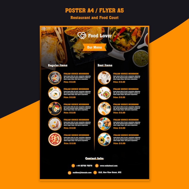 PSD gratuit modèle moderne pour l'affiche de restaurant de petit déjeuner