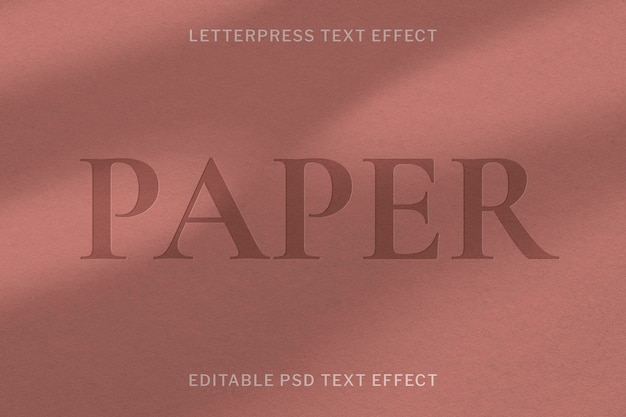 Modèle modifiable d'effet de texte en creux psd sur le dos de la texture du papier