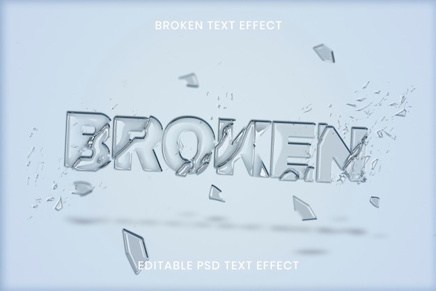 Modèle modifiable d'effet de texte en verre brisé psd