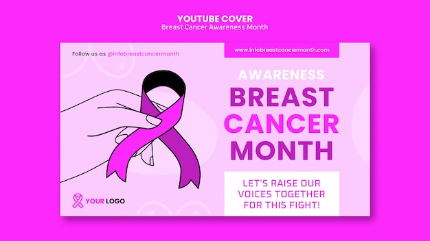 PSD gratuit modèle de mois de sensibilisation au cancer du sein design plat