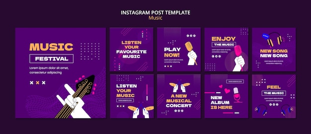 PSD gratuit modèle de musique design plat