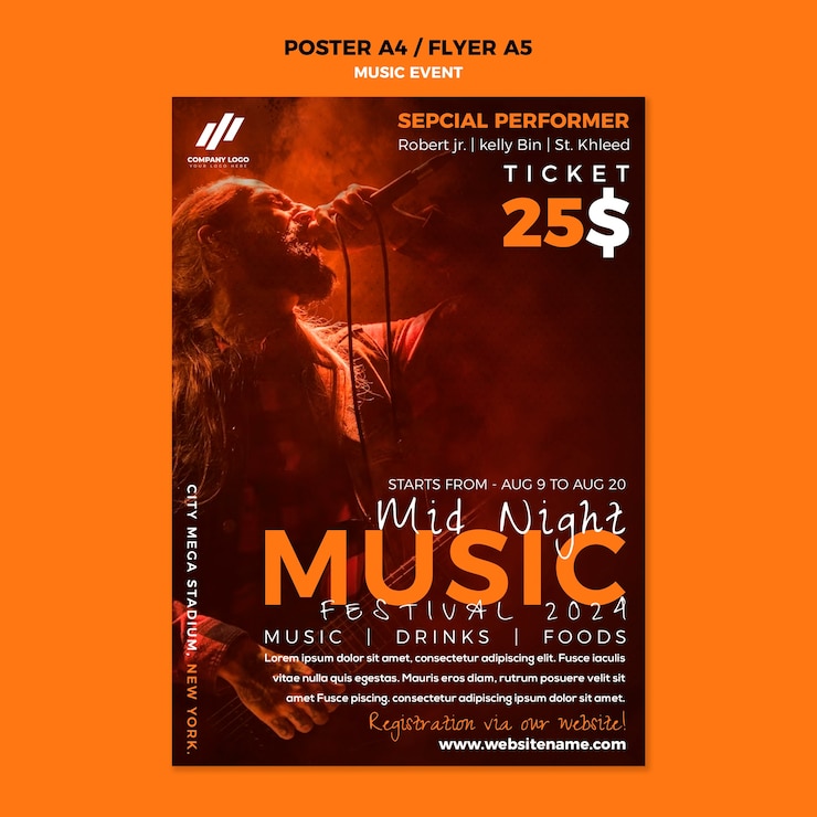 PSD gratuit modèle de musique design plat