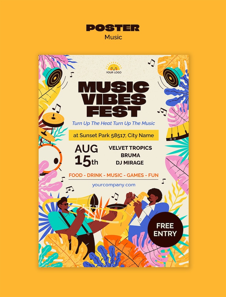 PSD gratuit modèle de musique en direct