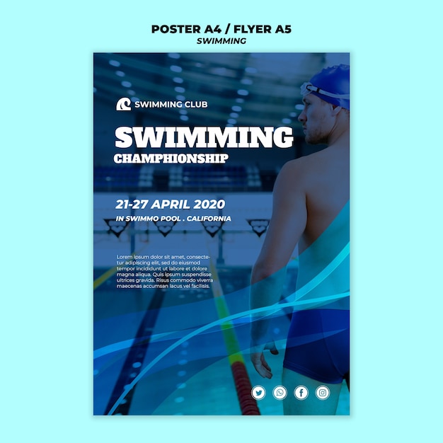 Modèle de natation pour affiche
