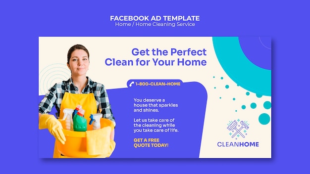 PSD gratuit modèle de nettoyage à domicile design plat