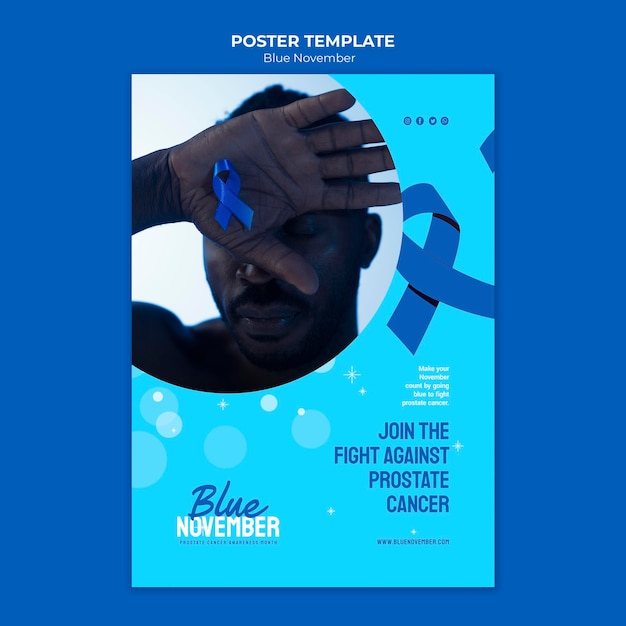 PSD gratuit modèle de novembre design plat bleu