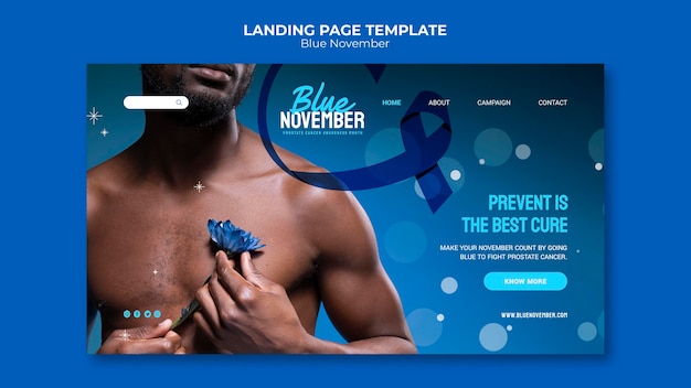 PSD gratuit modèle de novembre design plat bleu