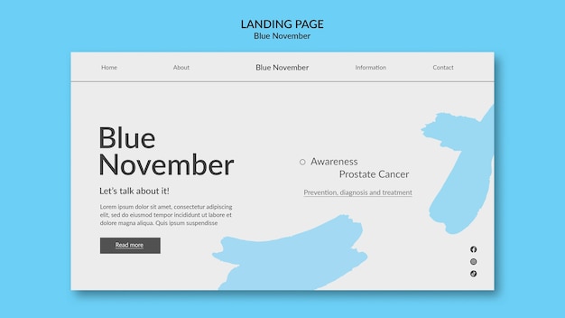 PSD gratuit modèle de novembre design plat bleu