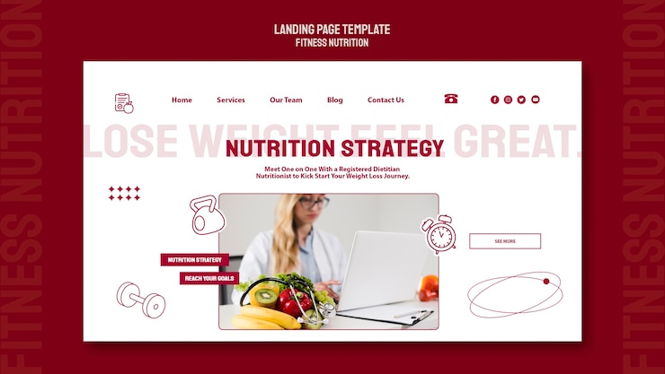 PSD gratuit modèle de nutrition fitness design plat