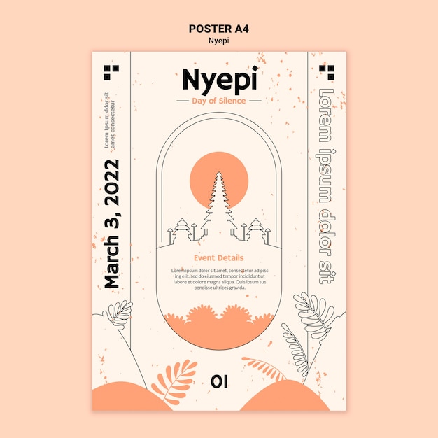 PSD gratuit modèle nyepi minimal de conception plate