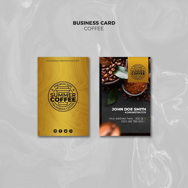 PSD gratuit modèle de pack de carte de visite de café