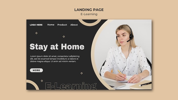 PSD gratuit modèle de page d'accueil d'apprentissage en ligne